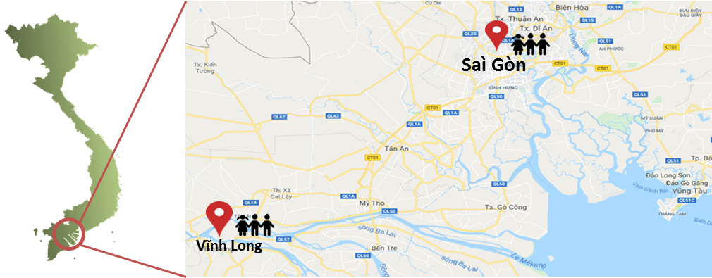 carte situation saigon vinh long